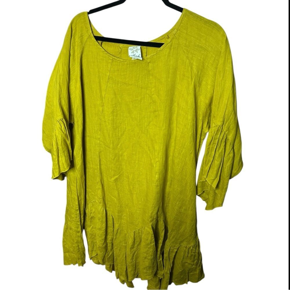 Match Print 100% Linen Tunic/mini Dress Top Size